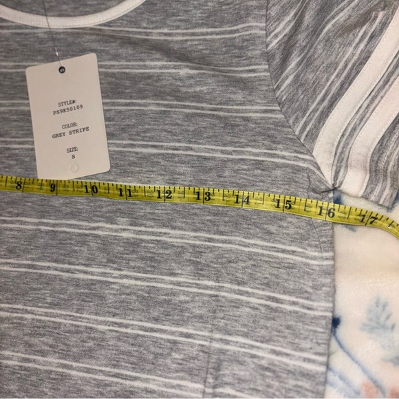 Pink Rose Gray White Striped T-Shirt Dress Size Small - Picture 5 of 5
